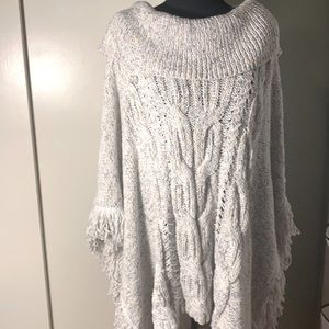 Multi colored, cowl neck, sweater poncho. Plus size 22-28 Lane Bryant